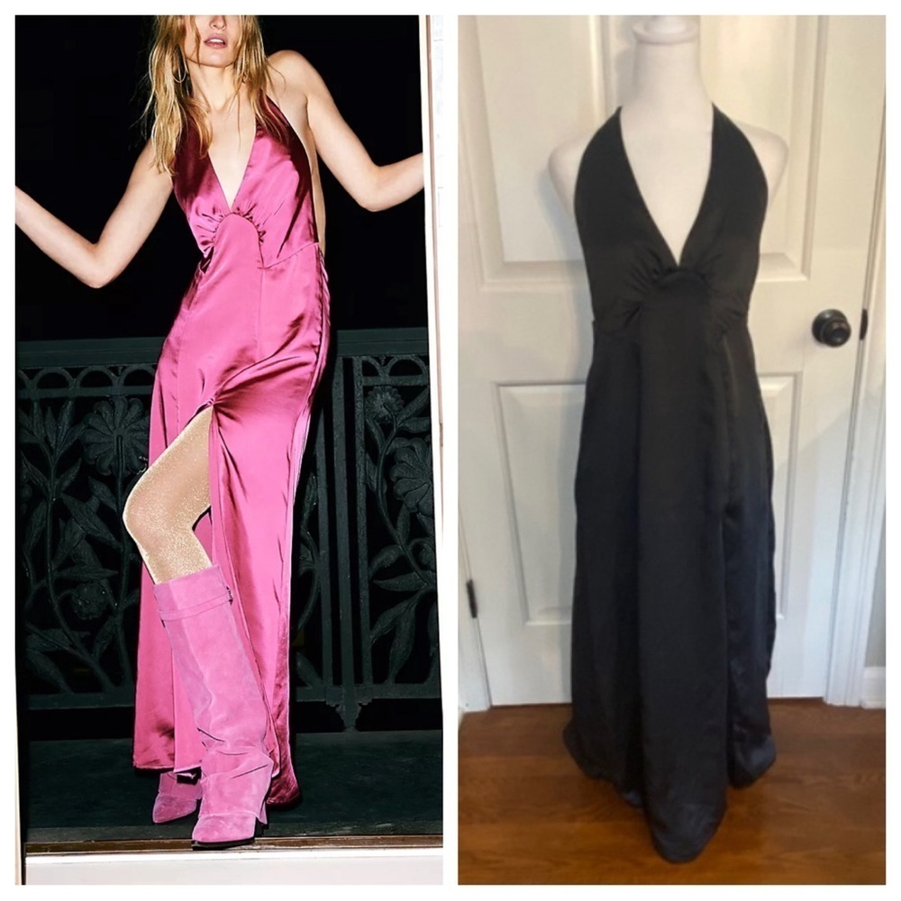 New! Free People dance til dawn Halter Maxi Dress nwot black 33461